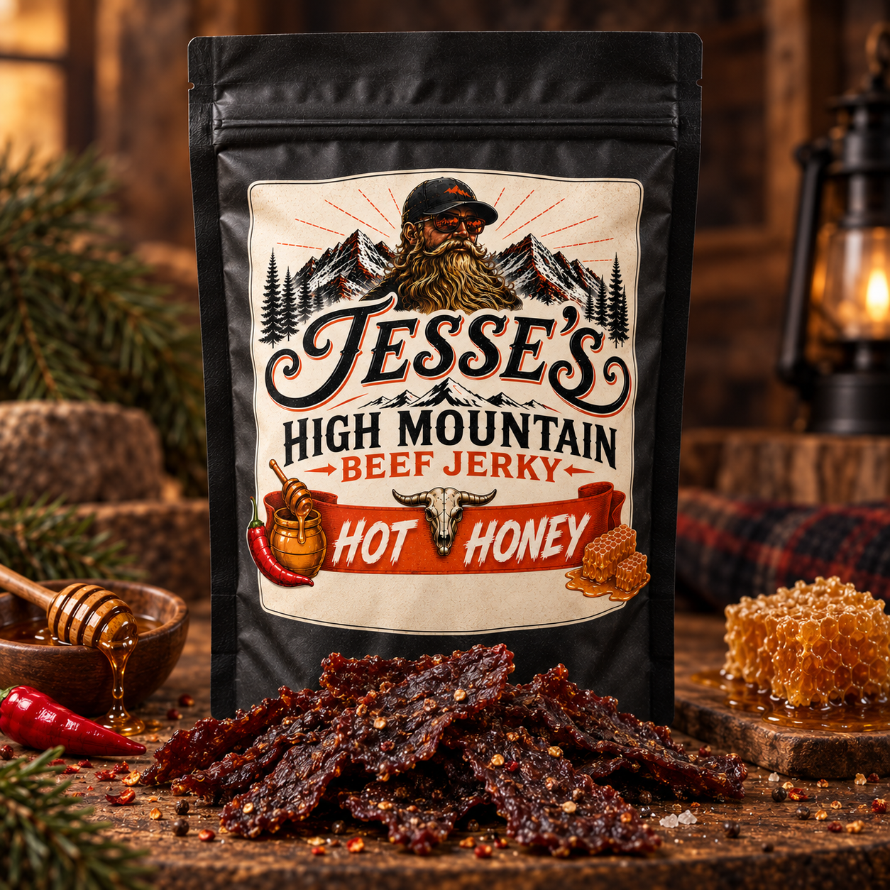 Hot Honey beef jerky package