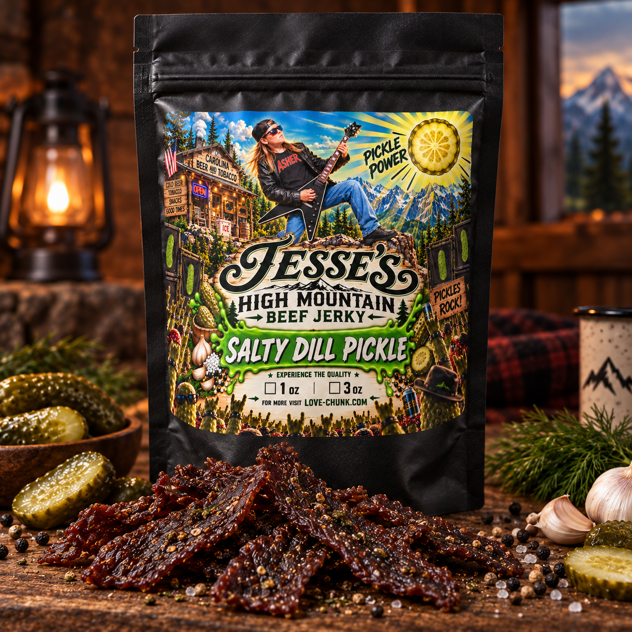 Salty Dill Pickle beef jerky package