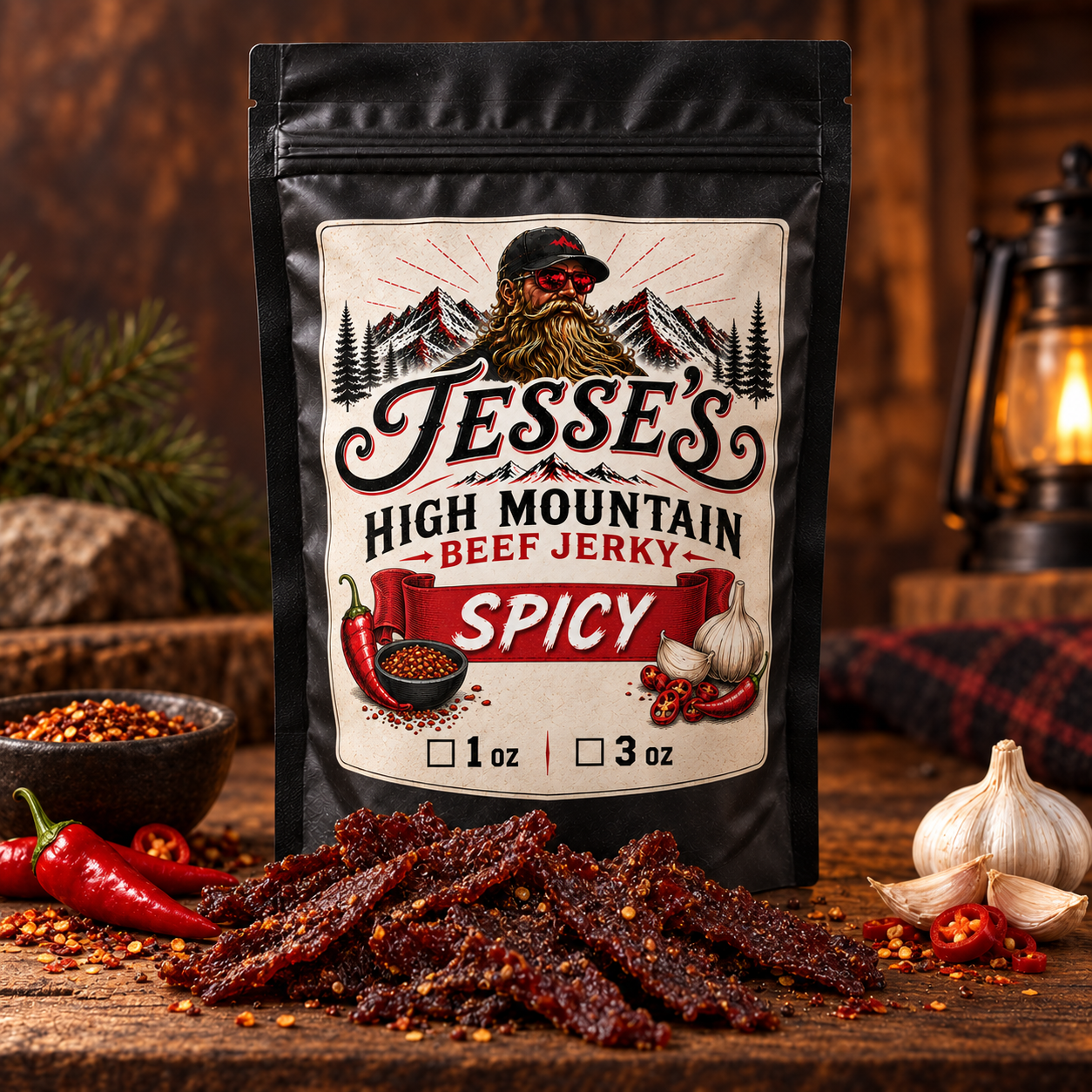 Spicy beef jerky package